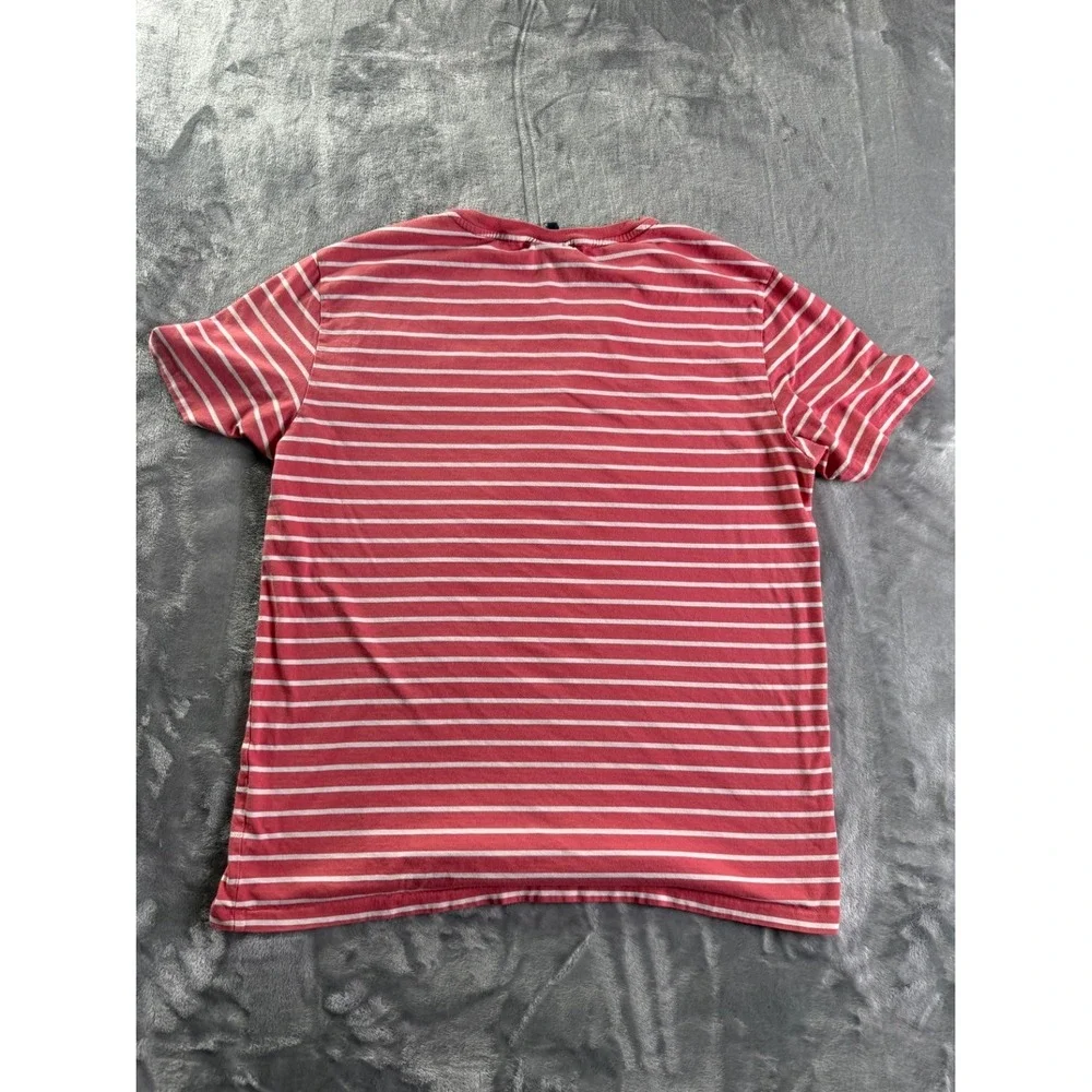 Polo Ralph Lauren Men's V-Neck T-Shirt Large Red White Striped Cotton Pony Logo